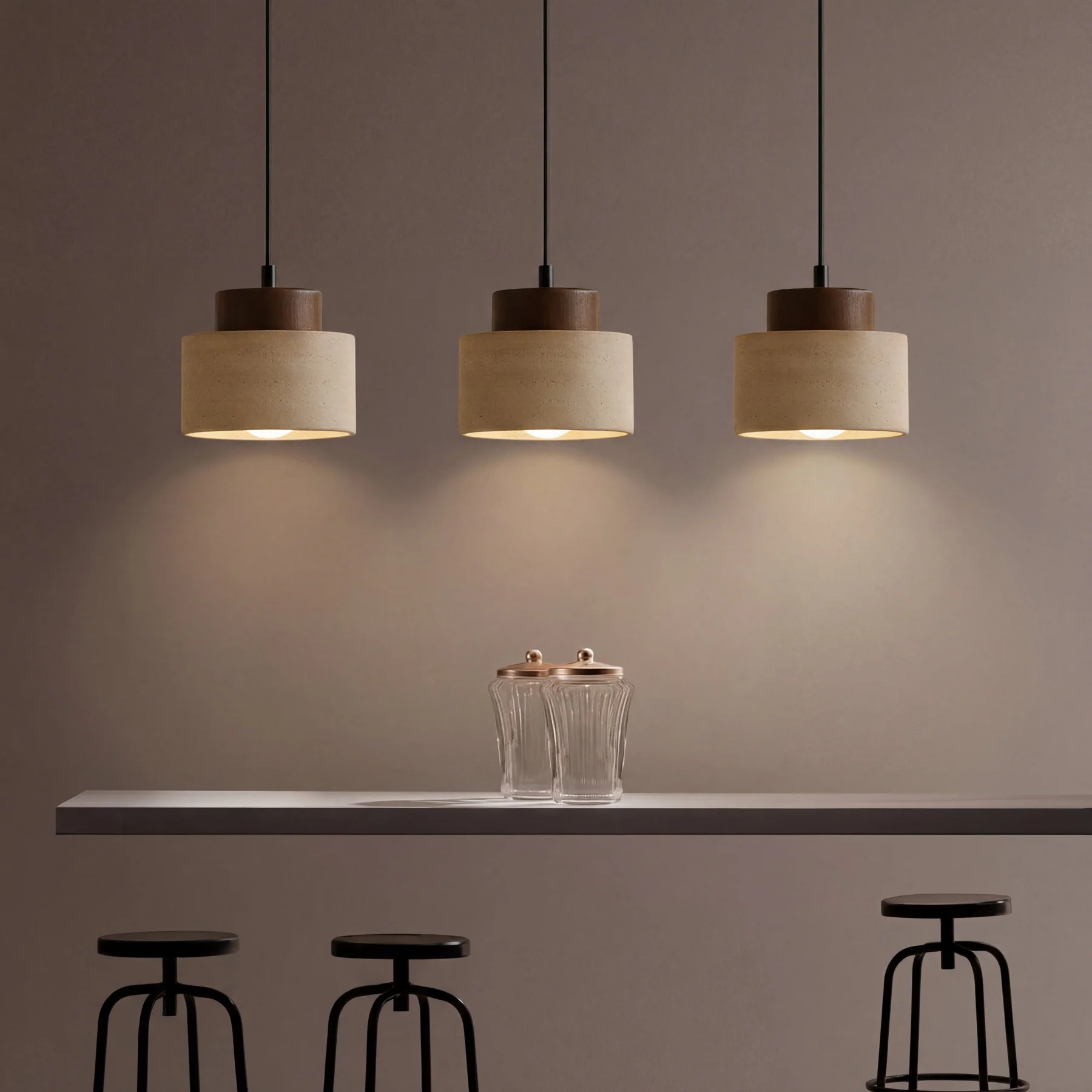 Modern Pendant Light Adjustable Dimmable Natural Stone Design - Image 3